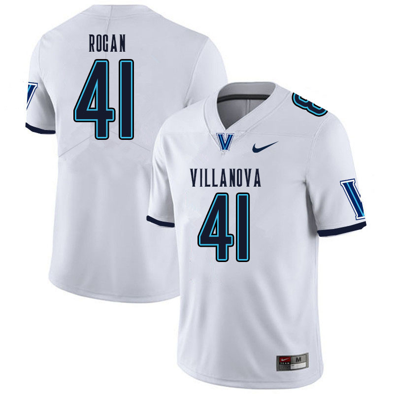 Men #41 Garrett Rogan Villanova Wildcats College Football Jerseys Sale-White - Click Image to Close